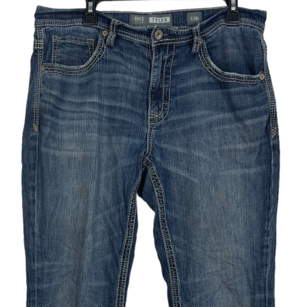 BKE Tyler Straight Leg Jeans Mens 33x31 Medium Wash Blue Stretch Denim *Read